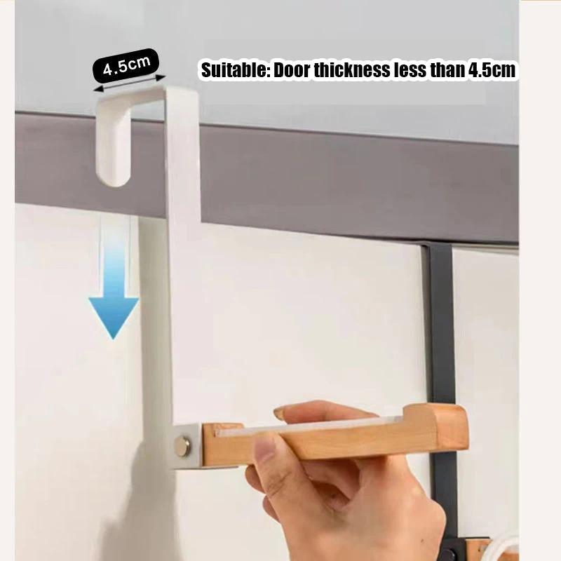 1PCS Portable Travel Door Hooks Wooden Hook Organizer Rack for Coat Hats Robes Foldable Clothes Hanger for Laundry Room Bathroom
