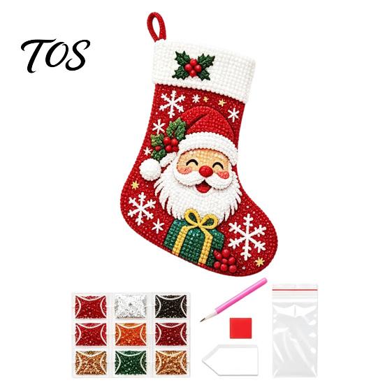 Parent Child Crafting Kits DIY Rhinestone Painting Christmas Stocking Kit, 6 Festive Patterns Crafts with Resin Handmade Gifts for Friends Drills And