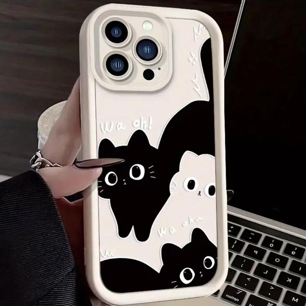 Creative Black & White Cat Phone Case for Apple iPhone 17 Pro Max/16/15/14/13 Pro