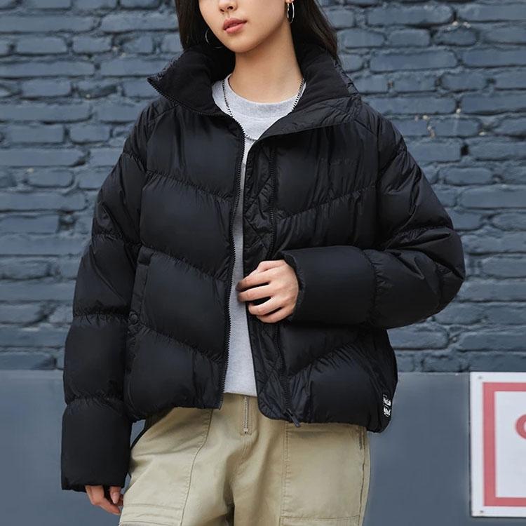 Li-Ning Badfive Basketball Series Solid Color Windproof Warm Breathable Collarless Down Jacket Women Outerwear Black AYMR090-4