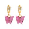 Colorful Acrylic Butterfly Pendant Women Hoop Earrings Trendy Alloy Circle Chic Girl Birthday Party Jewelry Brincos