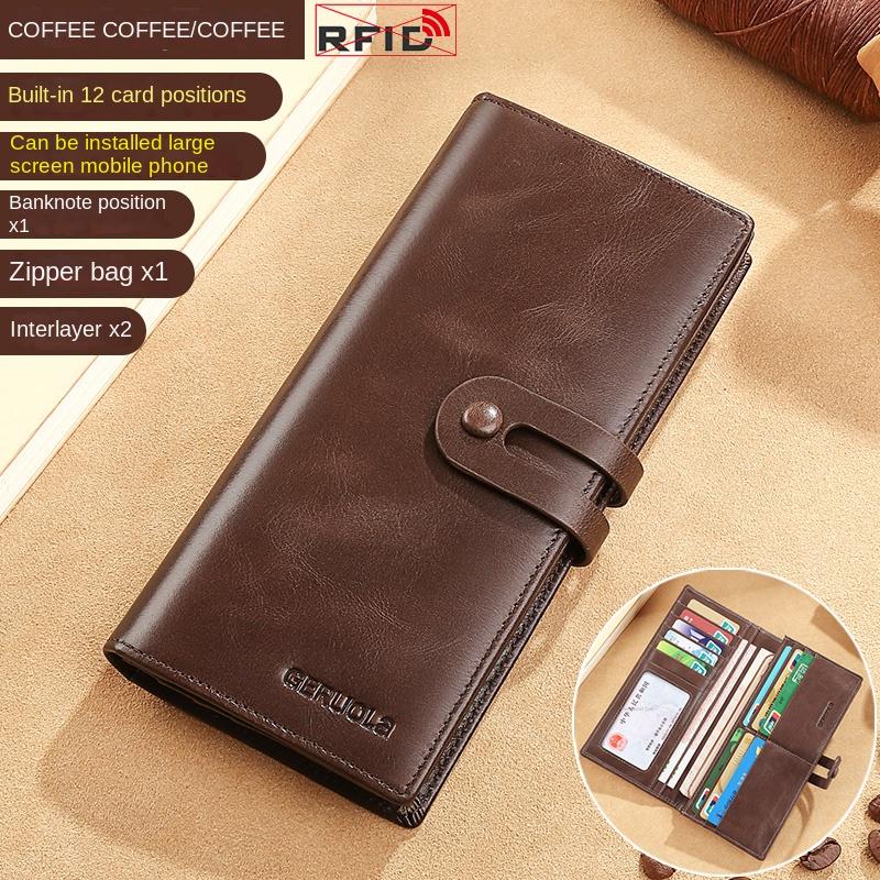 

Мужской длинный большой вместительный кошелек из коровьей кожи на несколько карт темно-коричневого