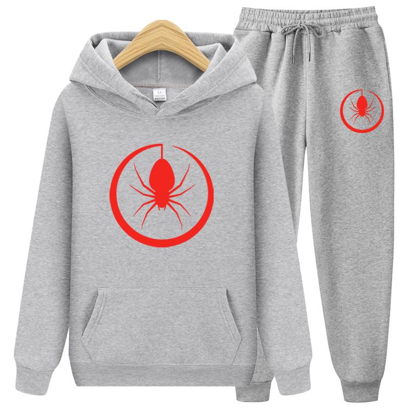 Women's Sportswear Two Piece Set Warm Jackets and Pants Spider Print Coats Sets Outdoor Hoodies Sports Suits Jogging Suits