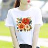 Bottom Shirt Ins Sweet Simple Flowers Round Neck Wear FeUnisex Print Fashion Internet Celebrity Commuter Shortsleeved Tshirt
