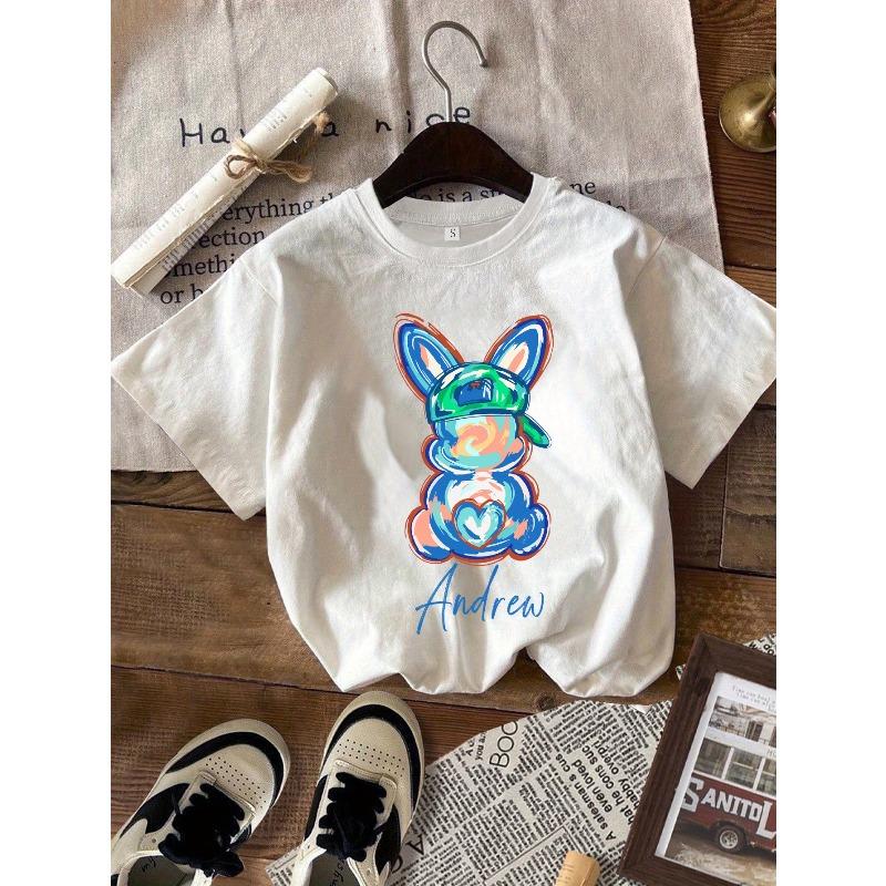 Custom Item Custom Brushstroke Bunny Easter Shirt, Easter Shirt, Personalized Name Easter Bunny Shirt, Retro Easter T-Shirt, Easter Gifts S белый