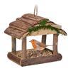 Relaxdays Wooden Bird Feeder, To Hang, Hlp 19 X 22 X 16.5 Cm, Garden, Food Dispenser, Nature