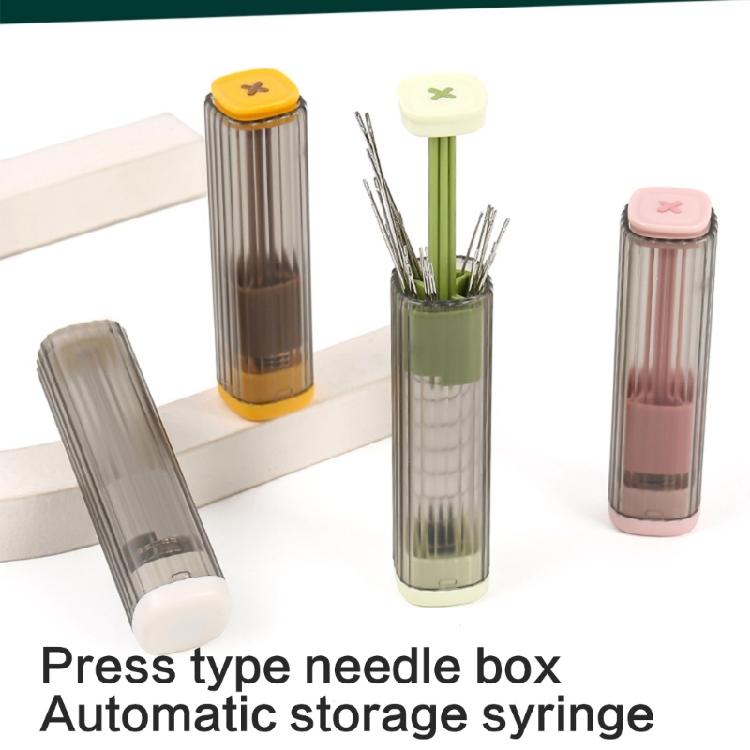 Magnetic Needle Storage Cylinder Clear Press Operated Container for Sewing Accessory