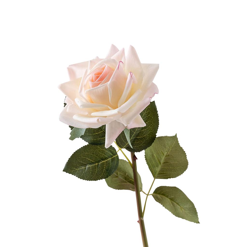 Artificial Rose Flower Stem Realistic Silk Rose Blossom with Green Leaves for Home Wedding Party Decoration and Craft Projects