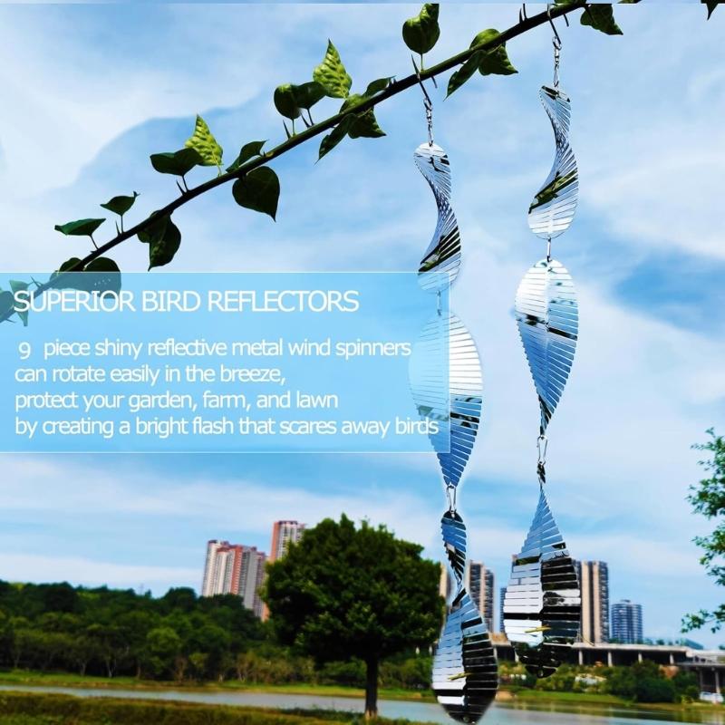 Pack of 3 Reflective Metal Wind Spinners Bird Deterrents for Outdoor Decoration and Effective Bird Control in Sunlight