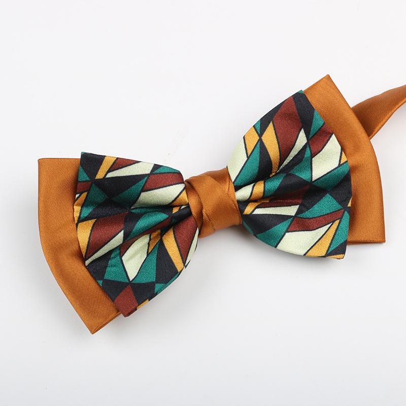 Gemusterte Fliege Herren Imitationsseide Druck Retro High-End Französisches Hemd Amtlich Fotografie Hochzeit Schleife Kragen