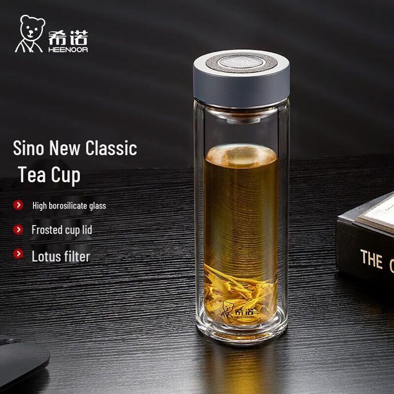 Heenoor Portable Borosilicate Glass Tea Cup with Lid