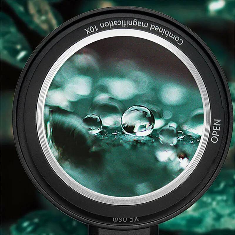 5x 10x 15x Detachable Double-layer Lens Magnifier Handheld Magnifying Glass With Led Uv Light For Reading