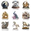 2D Acrylic Animal Table Sign Horse Cat Peacock Elephant Castle Moon House Ornament Home