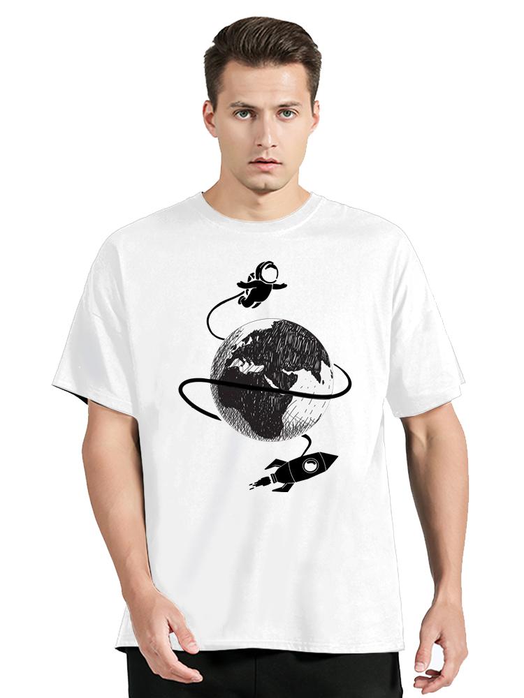 Astronaut Spaceship Lunar Surface Print Tshirt Fashion Summer Unisexs Clothes Oversized Tshirt Hip Hop Tshirt Casual Oneck Tees