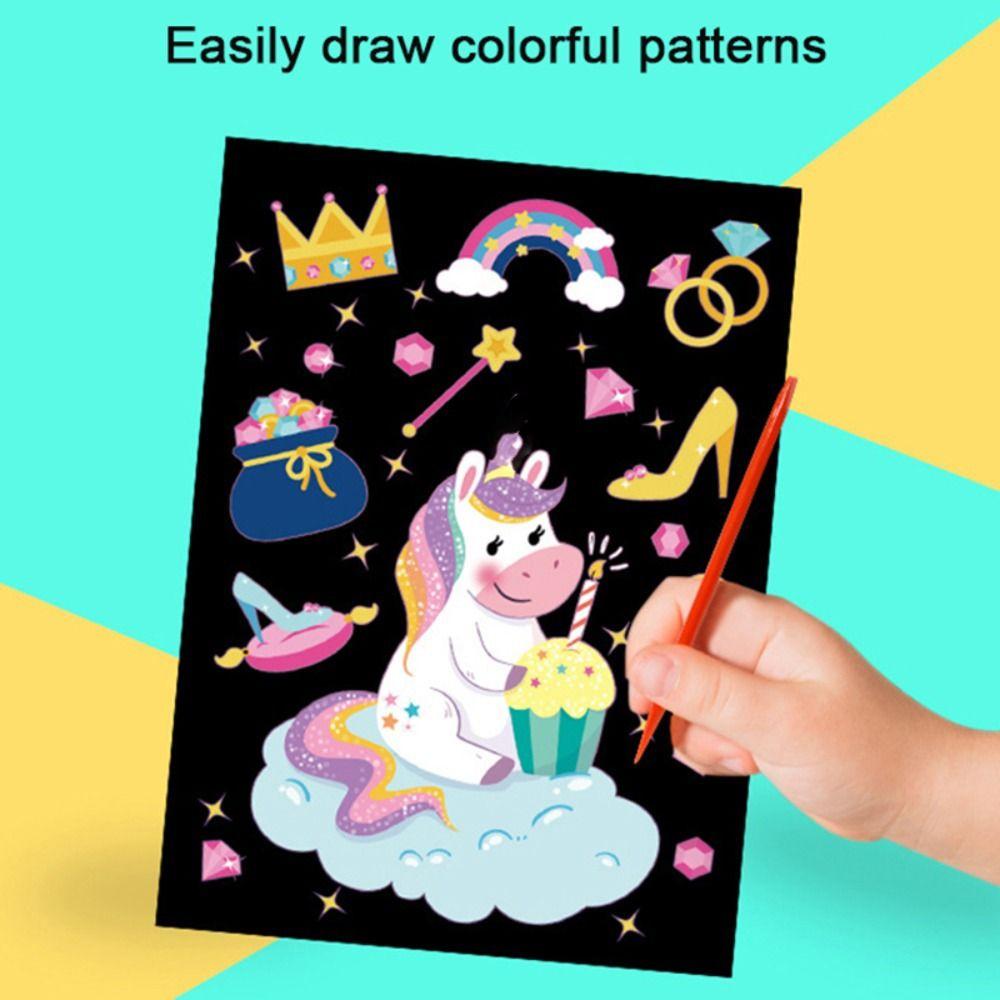 Art Painting Paper Scratch Art Painting Paper Card Kit Dinosaur Drawing Board Scratching Card Paper