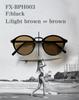Photochromic Polarized Boston Sunglasses Brand Popular Stylish Fashion Glasses UV Protection [Flex] (Fblack Llight brown-brown) Women's Men's