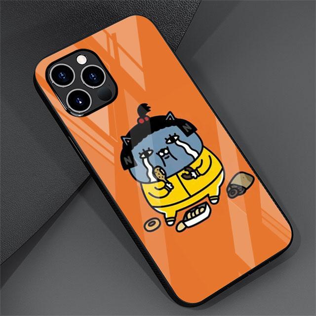 Kakao Friends Cute Glass Case For Apple iPhone 14 13 Pro 11 12 7 8 Plus SE 2022 XR X XS Max 6 6S Tempered Phone Cover Cartoon