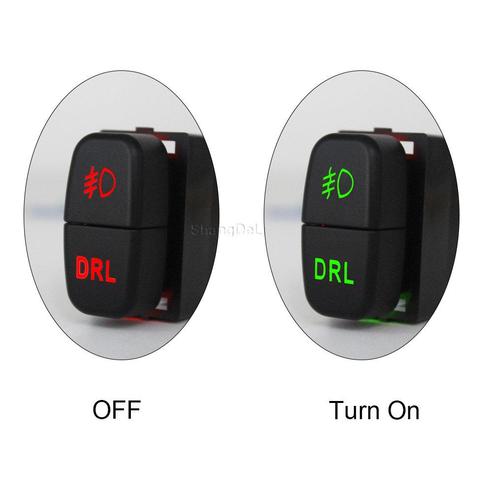 1Pc RED LED Dual Key Switch Fog Light Daytime Running DRL Light Button For Mitsubishi Pajero V73 V93 Lancer Outlander ASX L200