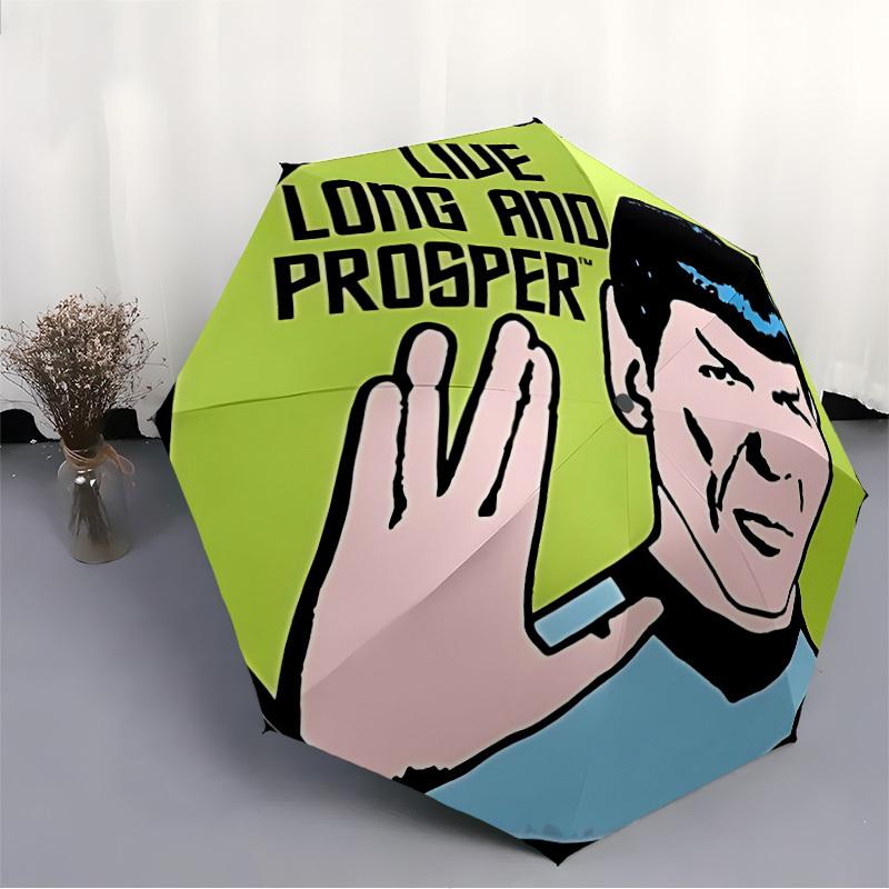 1pc Star Trek, Spock Automatic Open/close Folding Umbrella, Compact Portable Travel Umbrella, Perfect Gift, Durable Construction Yy250813065