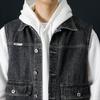 Men's Plus Size 7XL Korean Fashionable Loose Washed Denim Vest - Spring and Autumn Youth Casual Multi-Pocket Sleeveless Jacket