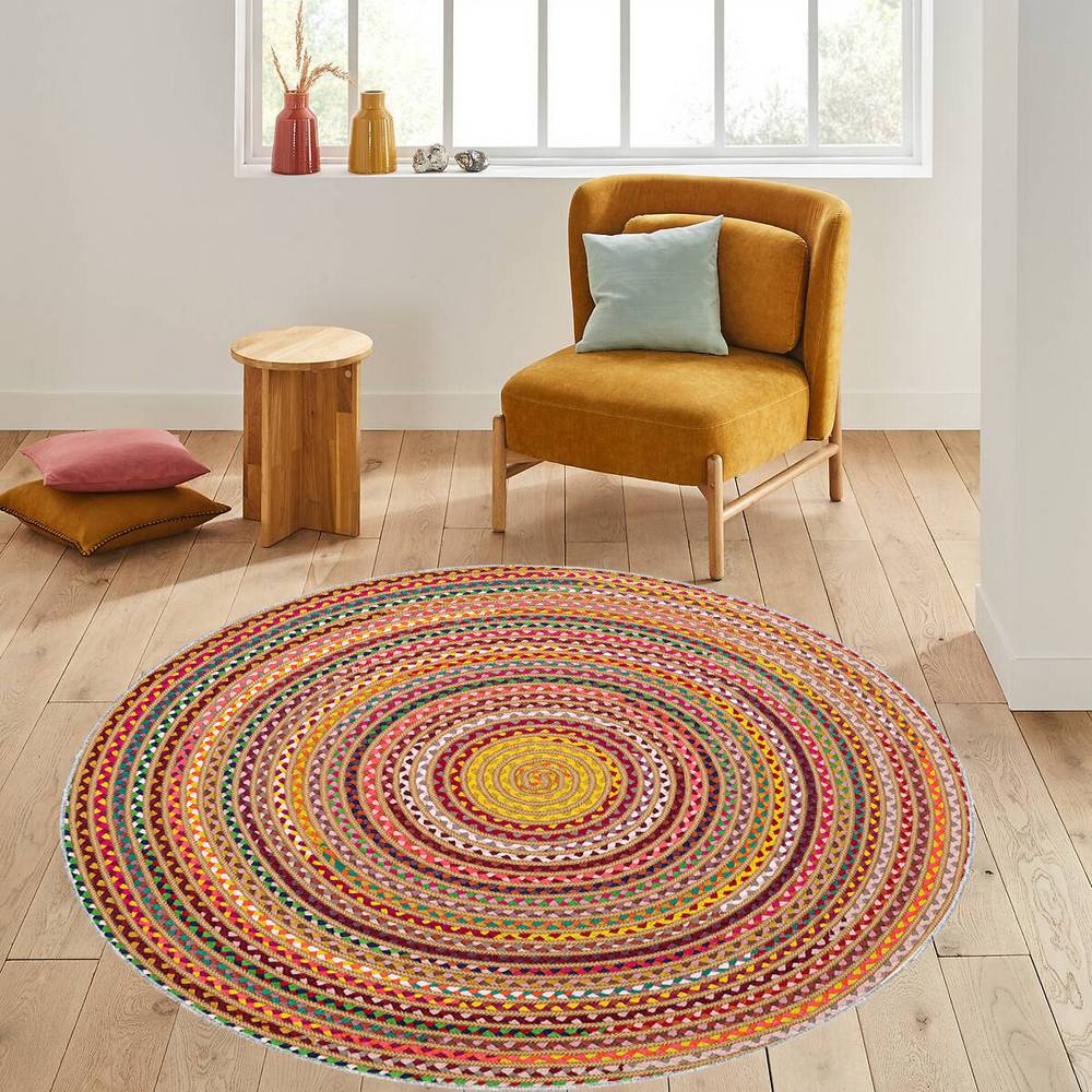 

Rovigo Home Моющийся круглый ковер с принтом RHM7071-SD374 100x100 коричневый