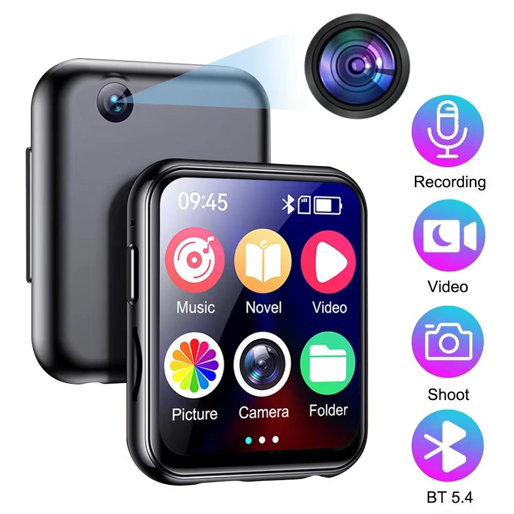 Lettore musicale MP3 con Bluetooth 5.4 HiFi MP4 Walkman Schermo touch completo Altoparlante incorporato Registratore Fotocamera Lettore video FM/E-book