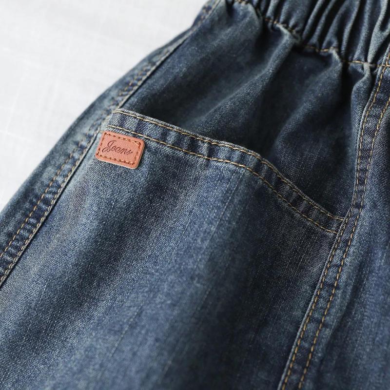Women's Plus Size Denim Wide-leg Shorts Summer Loose and Thin Personality Big Pocket Fashion All-match Culottes