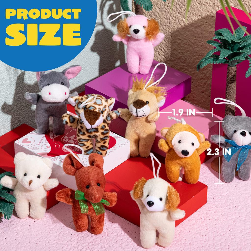 24 Pcs Mini Animal Plush Toys 3 Inch Stuffed Animals Bulk for Kids Birthday Party Favors Gifts Pinata Fillers