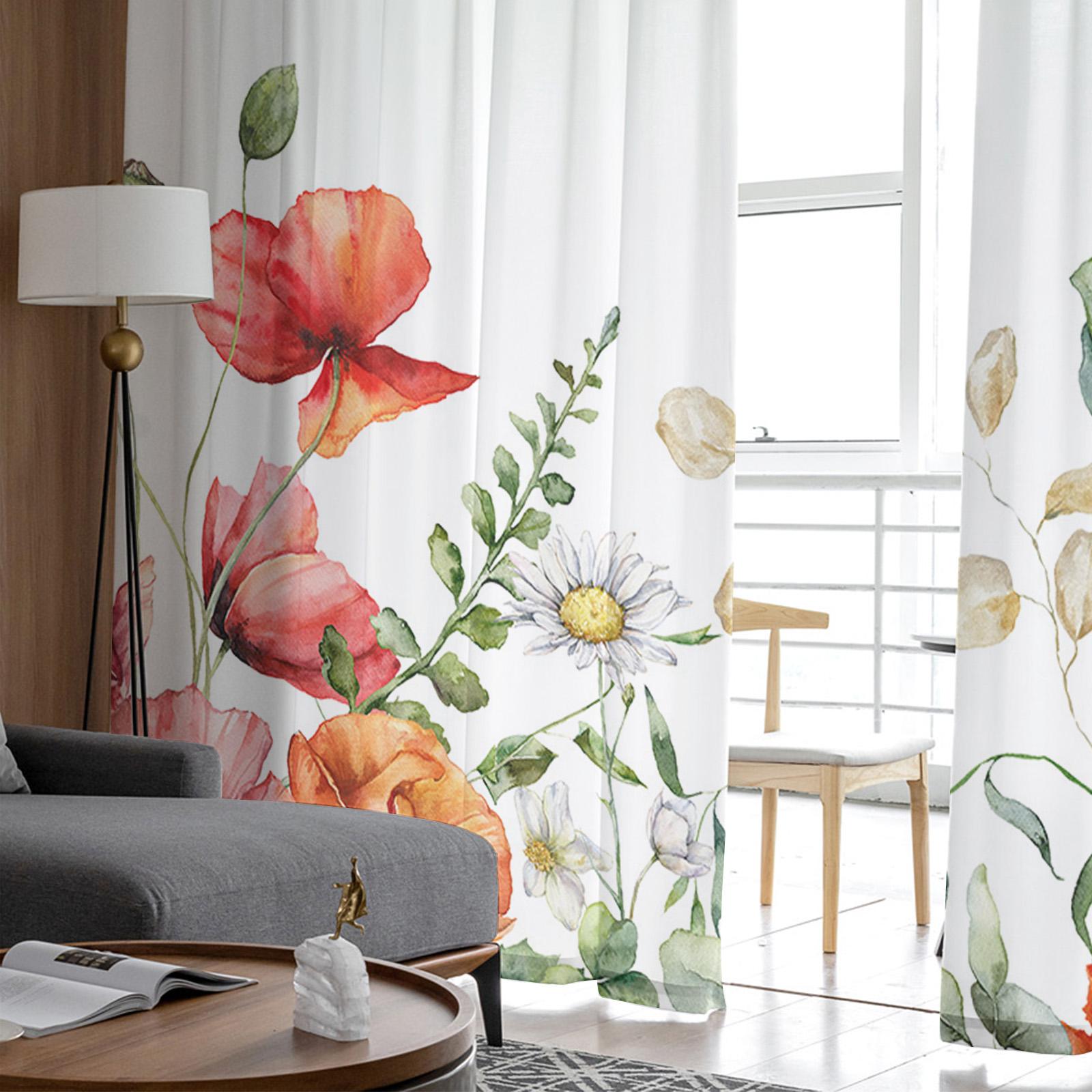 Весеннее растение Дейзи Эвкалипт Цветок Мака Вуаль Прозрачные Шторы Гостиная Окно Тюлевая — фото 4