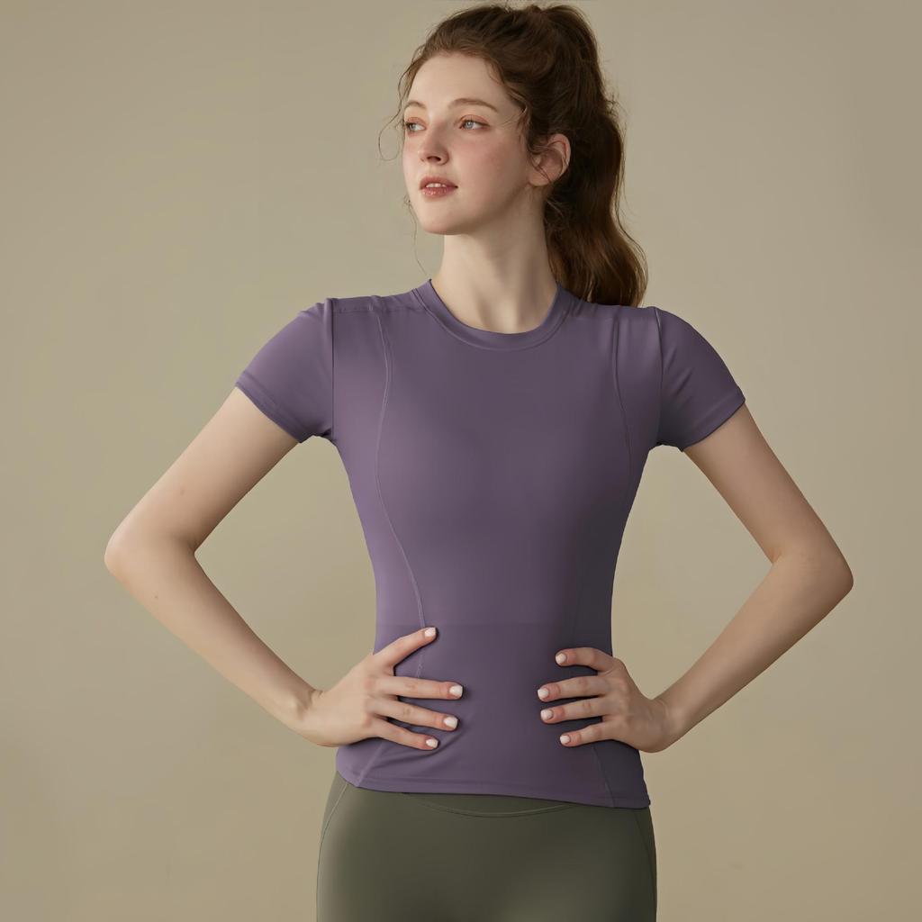 Haut de Sport Respirant et Extensible à Manches Courtes pour Femme - Séchage Rapide, Coupe Ajustée pour la Course à Pied, l'Entraînement et le Yoga