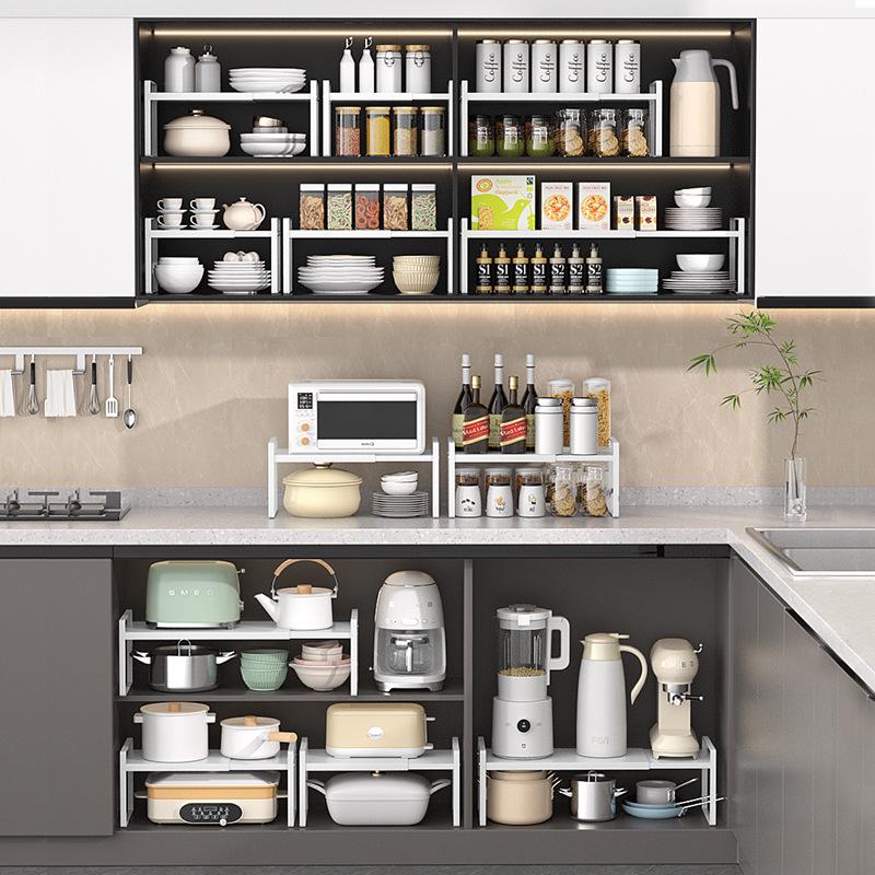 Retractable Kitchen Countertop Spice & Dish Storage Rack