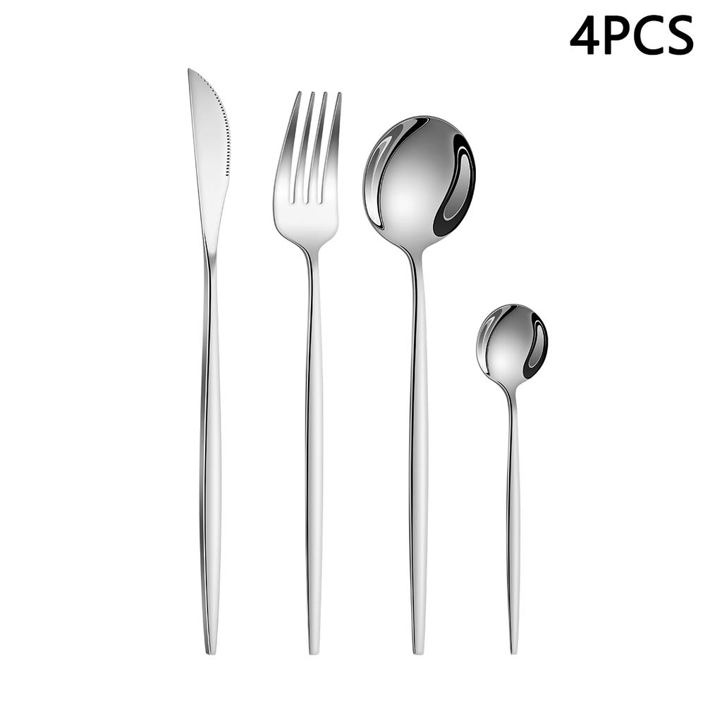 4/6/16/24pcs Household Stainless Steel Cutlery Set Thin Portuguese Cutlery Includes Steak Knife, Fork, Soup Spoon, Coffee Spoon