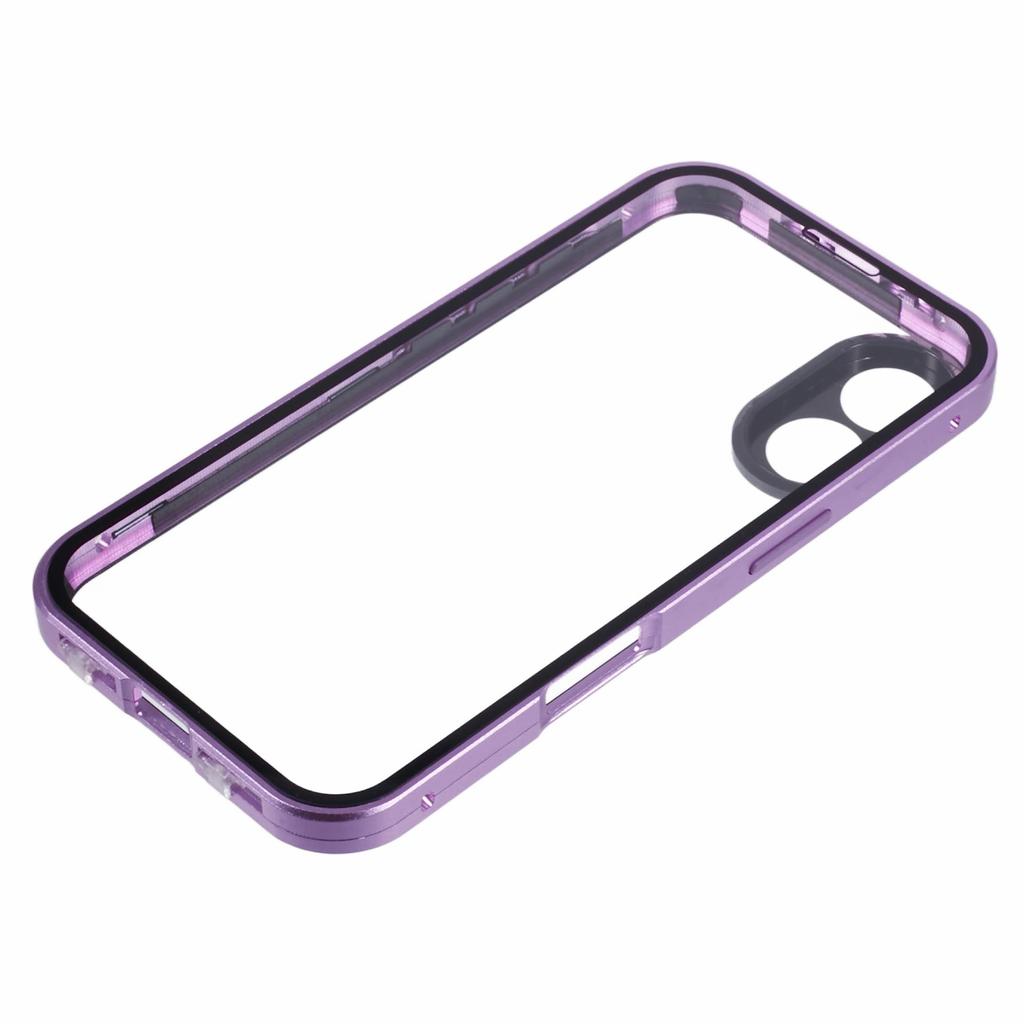 Für iPhone 16 Plus Hülle Magnetische Adsorption Doppelseitiges Hartglas+Metall Handyhülle mit Schnalle