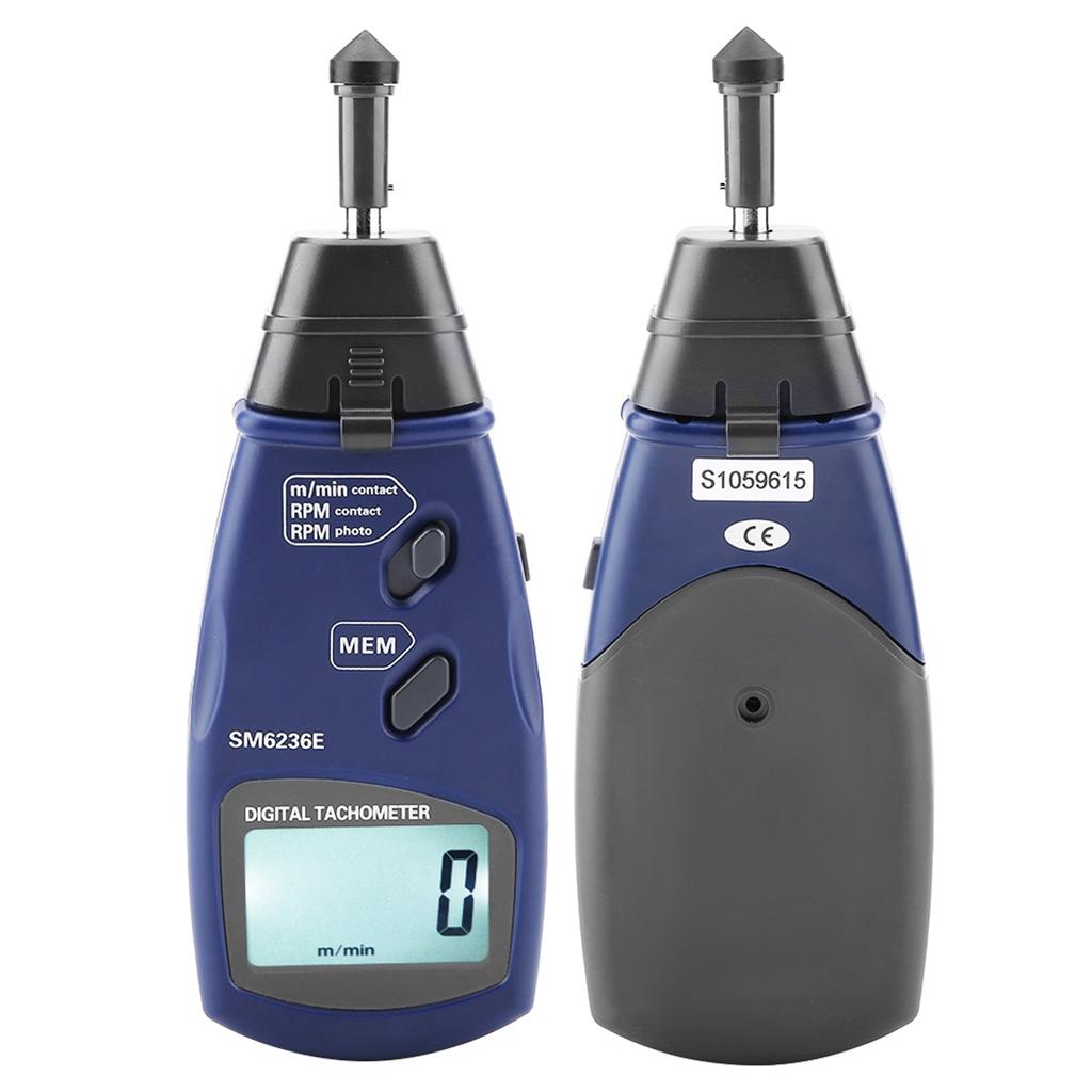 SM6236E Laser Contact Tachometer 5 Digits 18 Mm Digital LCD Tach Rotation Meter Tester