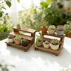 2Pcs Dollhouse Simulation Wooden Three-Layered Shelf Dollhouse Miniature Garden Flower Stand Model Dolls House Decor Accessories