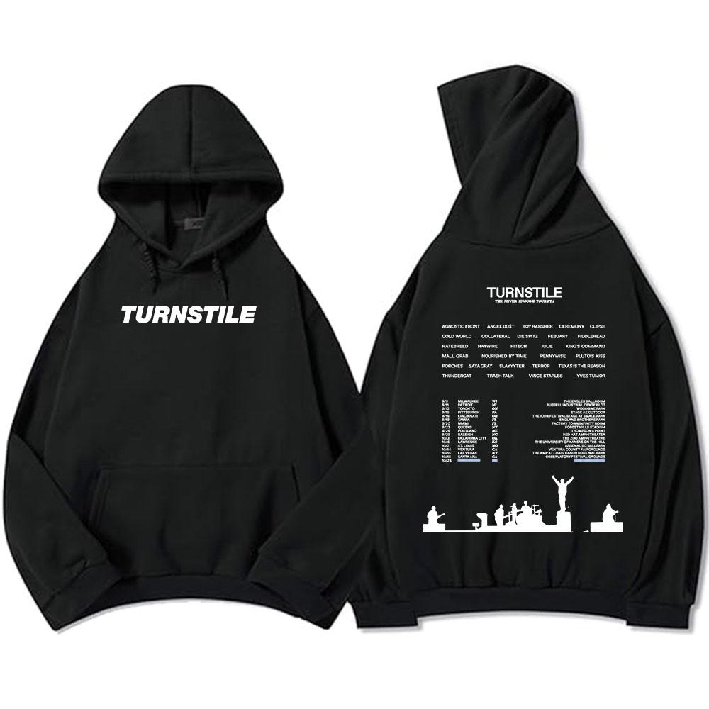 TURNSTILE NEVER ENOUGH Felpe Tour Stampa Band Rock Felpa Uomo Donna Manica Lunga Pullover Casual Streetwear Top