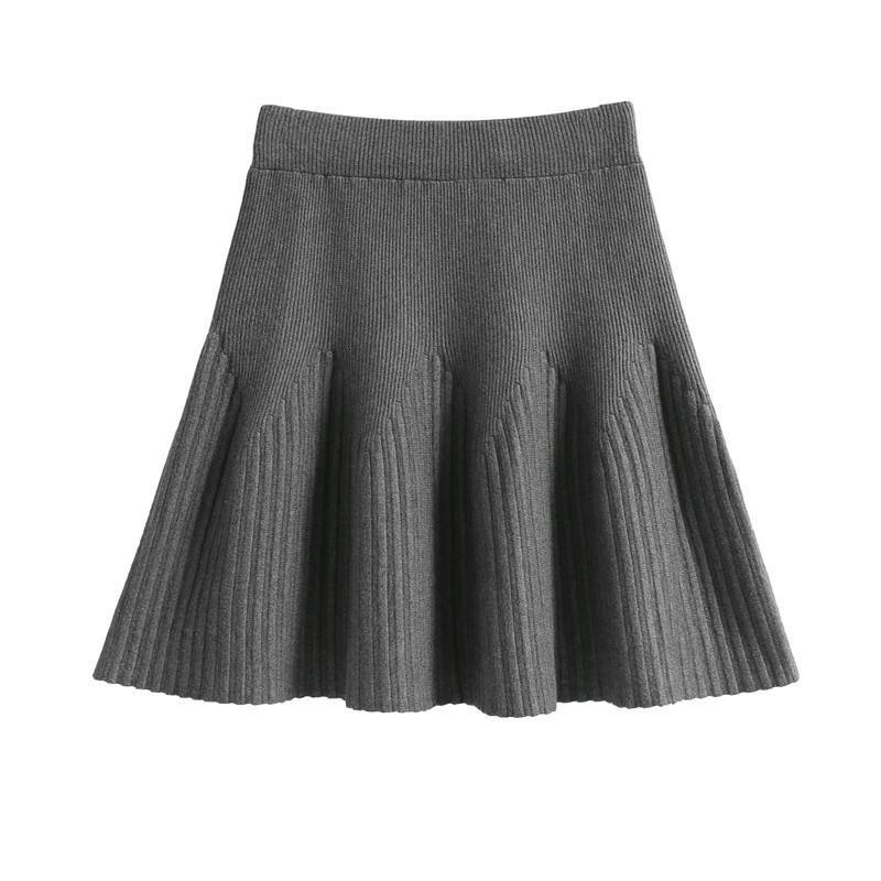 Women's Plus-Size Knitted Skirt Autumn and Winter Loose Short A-Line Midi Skirt