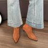 [Ushilai] Rear Zipper Stiletto Temperament Short Boots Women's Autumn 2025 New Pointed Fashion Thin Boots