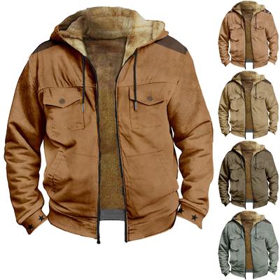 Chaqueta con Estampado Retro para Hombre Chaqueta con Capucha y Cremallera Informal de Primavera y Otoño para Hombre