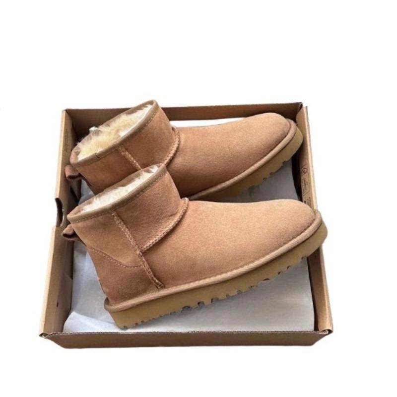2027 Luxus-Look Damen Ultra-Mini Knöchel Schneestiefel Echtes Leder Dicksohlige Futter Warm Rutschfest Winter Booties