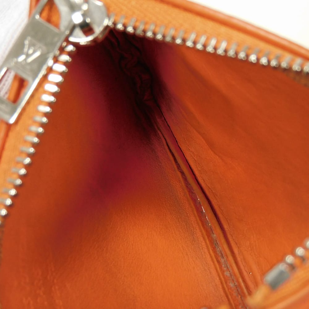 Used LV logo calfskin key ring with aerogram pattern, Volcano Orange, 12564 card key holder pochette cle M81032 7943