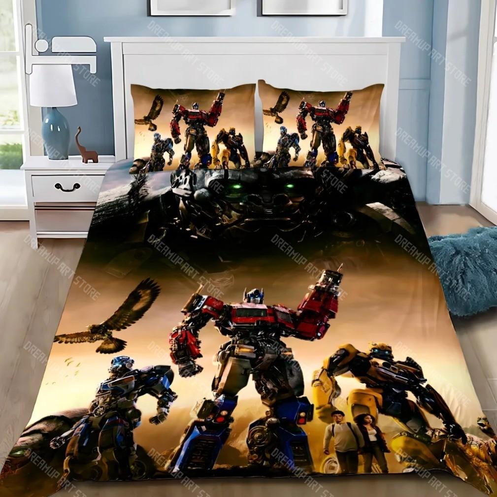Cartoon T-Transformers Bedding Set for Children Adult Gift Robot Duvet Cover Pillowcase Single Double Large Size