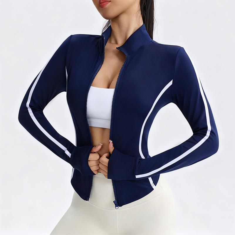 Women s Slim-Fit Stand-Collar Zip-Up Yoga Jacket Small