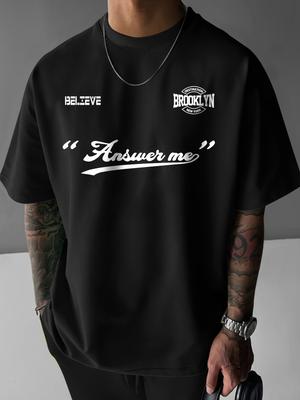 Hot Selling Fashionable Mens Fashion Letter Printed Micro Elastic Breathable Round Neck Tshirt Summer Outdoor High Street Top