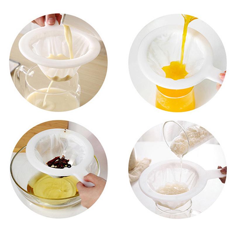 Nylon Fine Colander Sieve Strainer With Handle For Juice Soymilk Coffee Filter