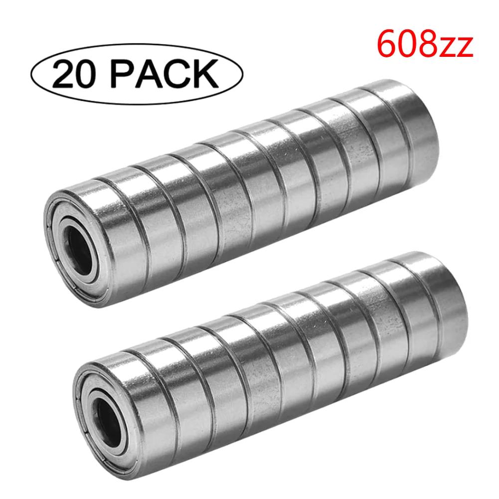 20/10pcs Ball Bearings 608zz/608rs ABEC-9/7 Miniature Bearings Deep Groove Inline Roller Bearing Carbon Steel for Skateboard