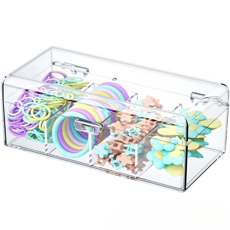Hair Accessories Organizer Acrylic Storage Box Clear Hair Tie Organizer for Headband Cosmetic Storage Box Desk Jewelry Organizer