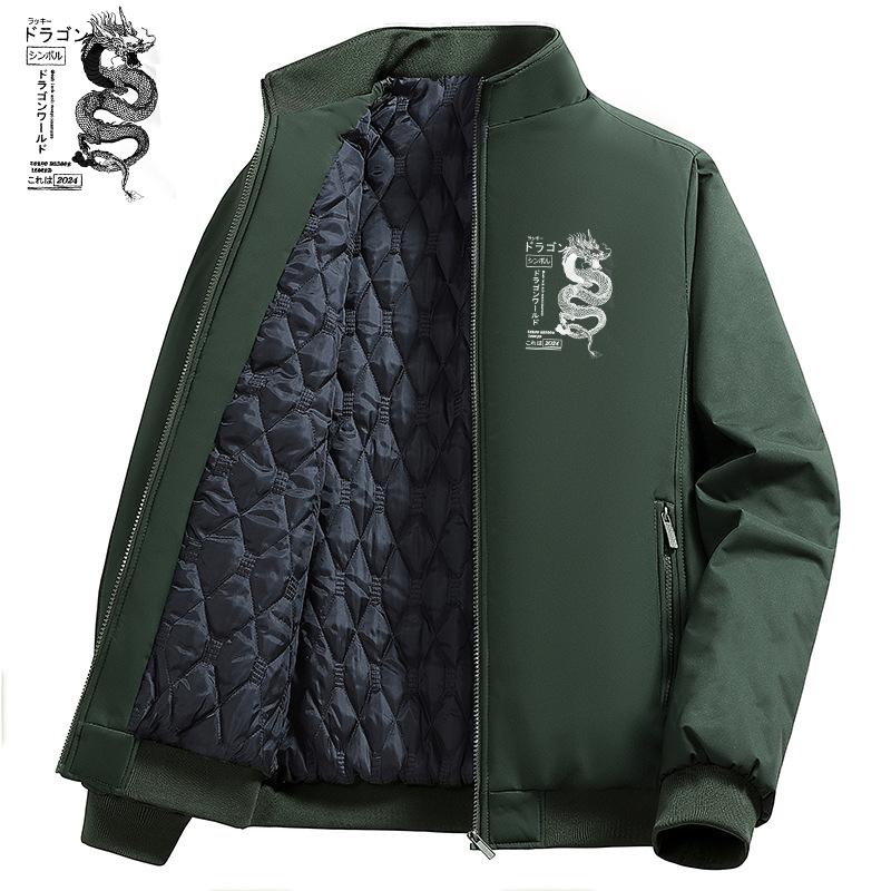 Autumn and Winter Velvet Warm Cotton Jacket For Men Casual Sports Windproof Thermal Coat Stand-Up Collar Jacket