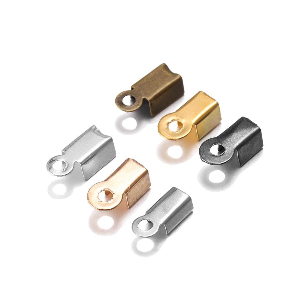 200 Stück/Packung Cove Verschlüsse Kordel Endkappen Schnurband Lederclip Spitze Falz Crimp Perlenverbinder für die Schmuckherstellung DIY Zubehör