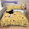 3pcs Set Pooh Bear1pc of Quilt Cover+2pcs of Pillowcase, No Core, Print Bedding, All Seasons Bedroom Setting055